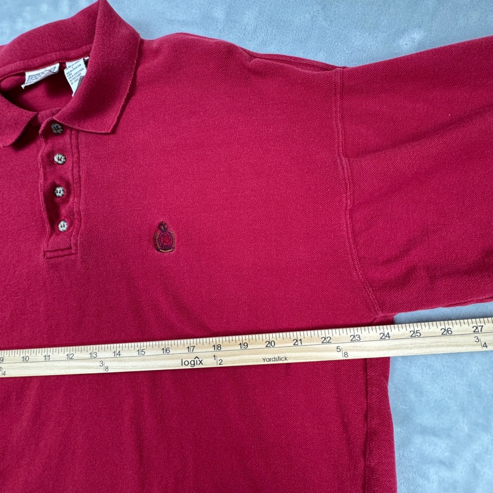 Vintage Bugle Boy Company Mens Red Long Sleeve Polo Shirt Embroidered Logo Y2K L - Picture 5 of 9